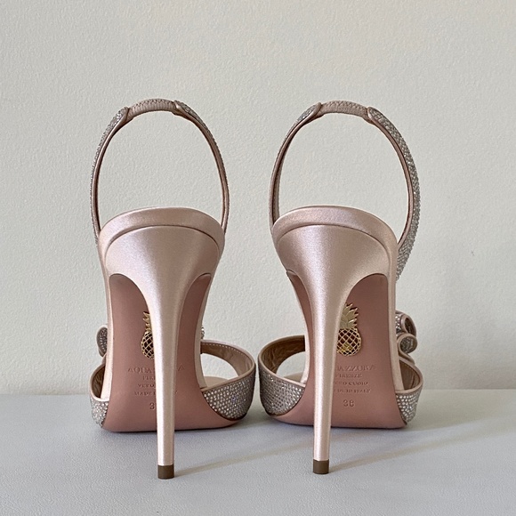 AQUAZZURA Cherry Crystal Embellished Slingback Sandals Size US8 - Picture 13 of 16